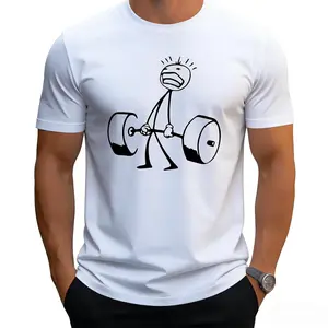 Unisex Weightlifting Gym Tee, Dumbbell Graphic, Breathable Crew Neck Short Sleeve, Durable Casual Summer Sport Top