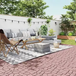 44 Pack Stone Style Interlocking Deck Tiles, 12"x12"x0.8" Plastic Patio Flooring Outdoor Waterproof, All Weather Use for Balcony Porch Backyard Poolside Green Porcelain Pool Waterline Tiles Elegant Gray Composite Floor Tiles carpet cladding