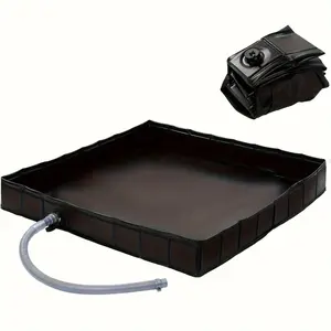 Foldable Portable Camping Shower Base with Drain Hose & Clamps - Durable Black Outdoor Shower Tent for RV, Pet Bathing, Wilderness Camping - Lightweight, Spacious Design with Easy Setup