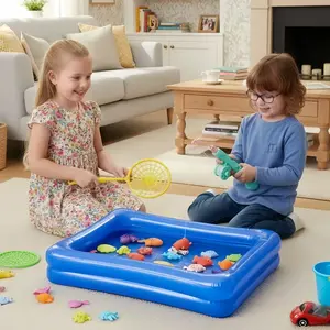 2026 New Kids Fishing Toy Set with Colorful Floating Fish Toys, Rod & Inflatable Pool/Bathtub/Pond - Indoor Outdoor Learning Game, Birthday/Christmas Gift for Boys Girls Ages 3+ (Promotes Fine Motor Skills & Hand-Eye Coordination)