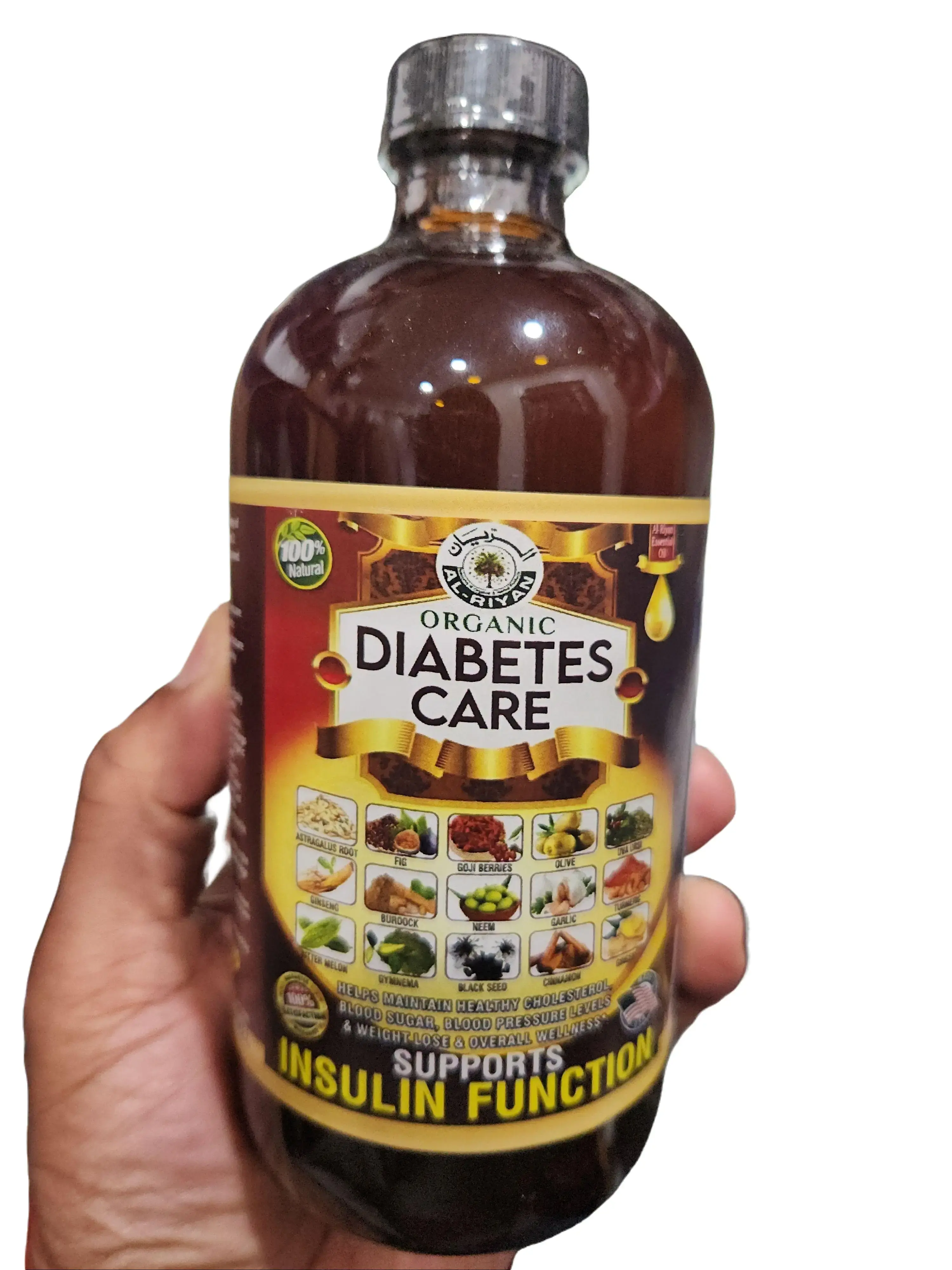 Al-Riyan Natural Organic Herbal Botanical Blend Liquid Beverage - 16 fl oz Glass Bottle, Halal Vegan Healthcare Supplement for Adults, Astragalus Root, Small Batch Unfiltered Artificial Color Free Water Infusion, Gluten-Free, Natural Ingredients
