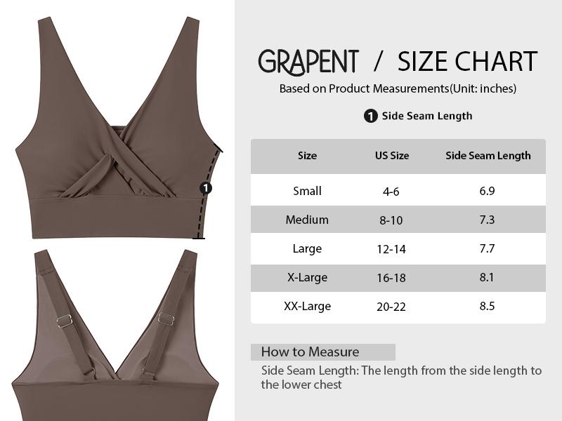 GRAPENT Bikini Top for Women Cropped Tankini Tops Beach Vacation Criss Cross Ruched Padded Bathing Suit Swim Top Only