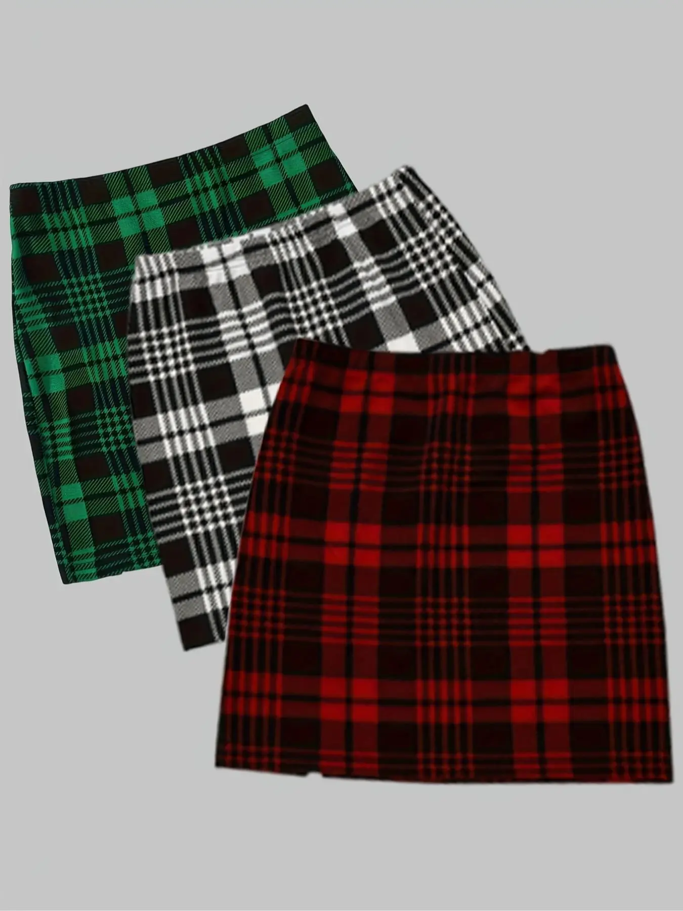 Classic Fashion Versatile Casual Women's Plaid Fitted Short Skirt Three-Piece Set, Stylish and Comfortable, Perfect for Daily Wear Womenswear Casual Fashionable Skirt Skirt Matching