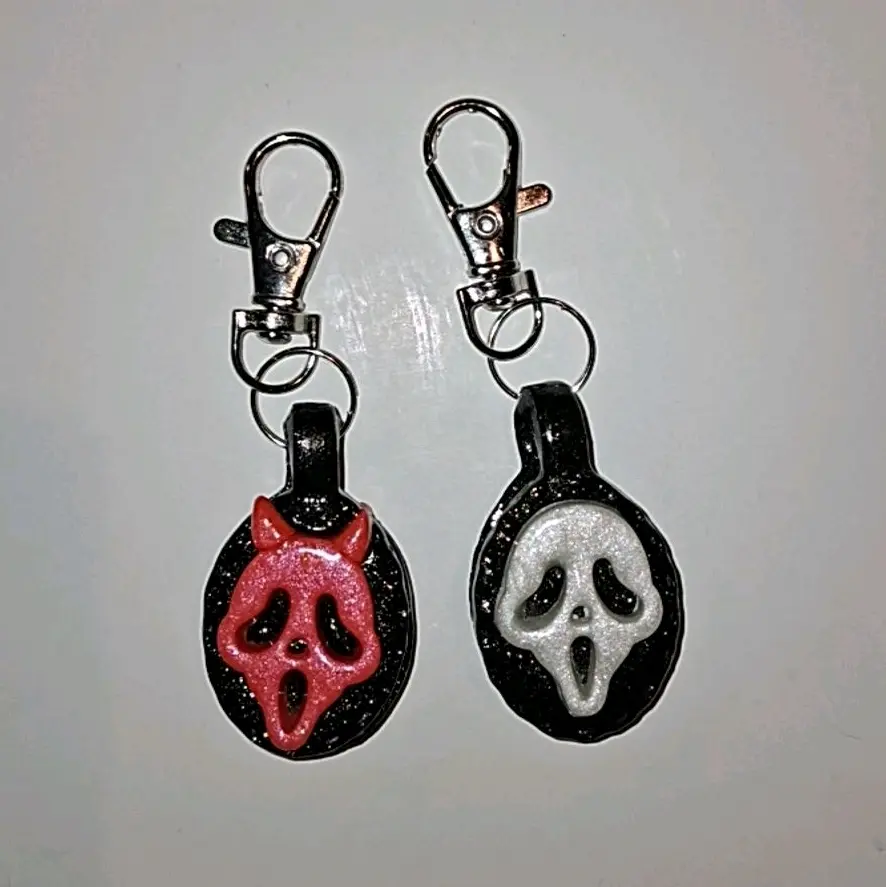 Ghostface/Devil Keychain Bag Clip Phone Charm - Polymer Clay Handmade Accessory for Bag Phone Keychain