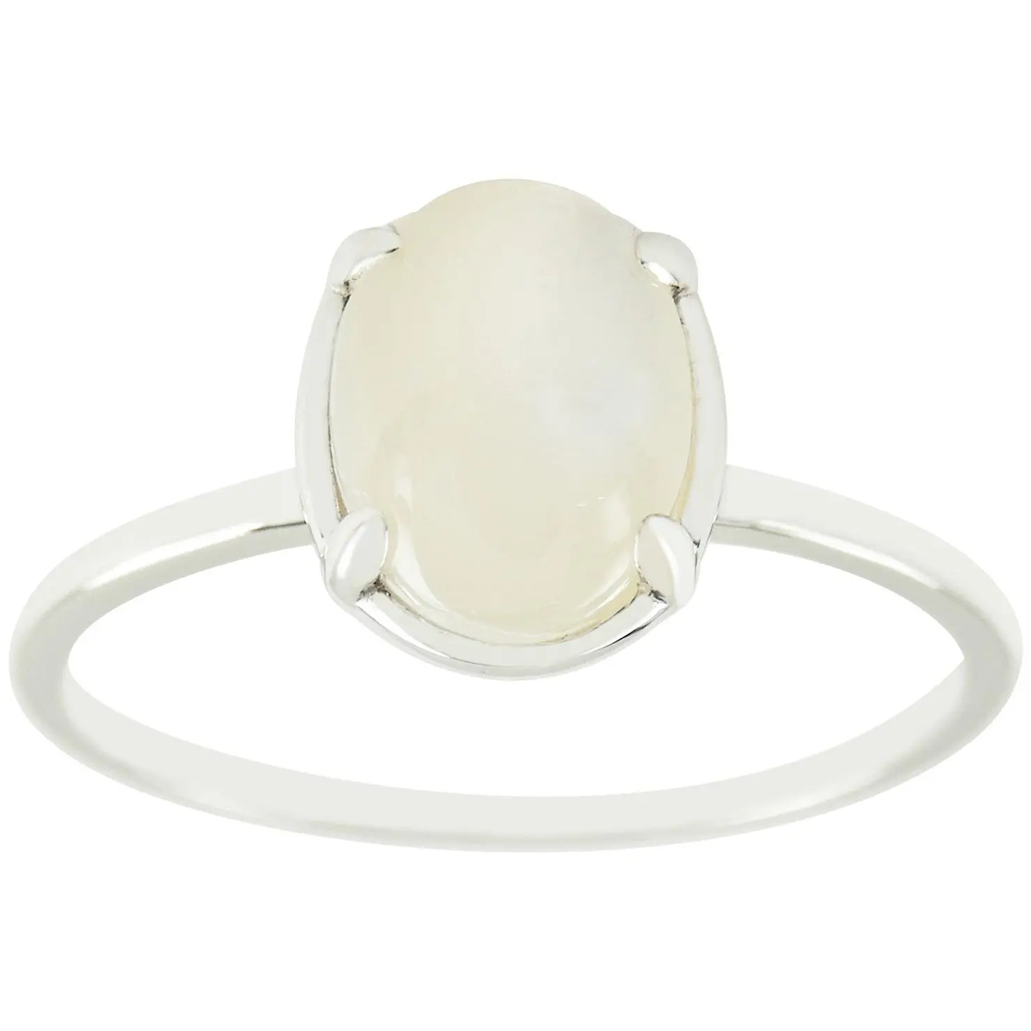 Affinity Gems Oval Mother of Pearl Solitaire Ring, Sterling