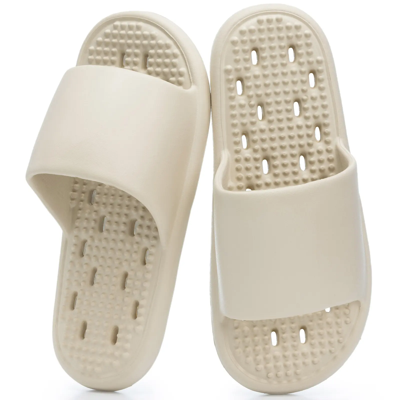 GOEWY Shower Shoes with Drain Holes Massage Granules for Women Men Gym Shower Slippers Slides Quick Drying Bathroom Beach Sandals Lightweight Non-Slip