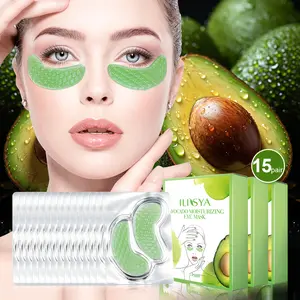 ILISYA Avocado Collagen eye mask 5 pieces/box, a total of 3 boxes, rich in aloe vera, avocado oil, shea butter extract, firm and nourish dry skin, deep moisturizing and moisturizing, suitable for men and women