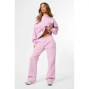 Kaiia Embossed Logo Wide Leg Joggers Parma Violet