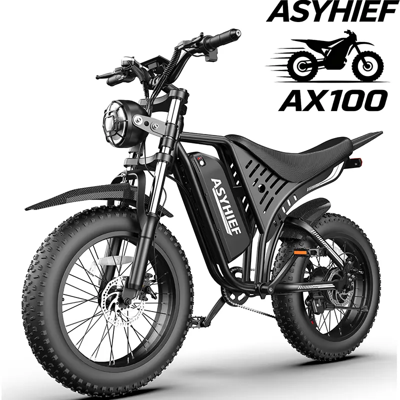 ASYHIEF AX100 Adult Electric Bike，Peak 3500W Output, Max 35MPH, 48V 15.6Ah UL2849 Battery，20"×4" All-Terrain Fat Tires，Dual Disc Brakes，LCD Screen & NFC Keyless Unlock，330LBS Max Load, Waterproof Off-Road E-Bike for Road, Sand, Mountain & Snow