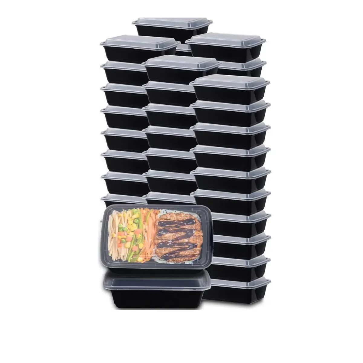 [New Deal] Meal Prep Containers, 50 Pack Extra-thick Food Storage Containers with Lids, Disposable & Reusable Plastic Bento Lunch Box, BPA Free, Stackable Insulated, Kitchen, 24Oz