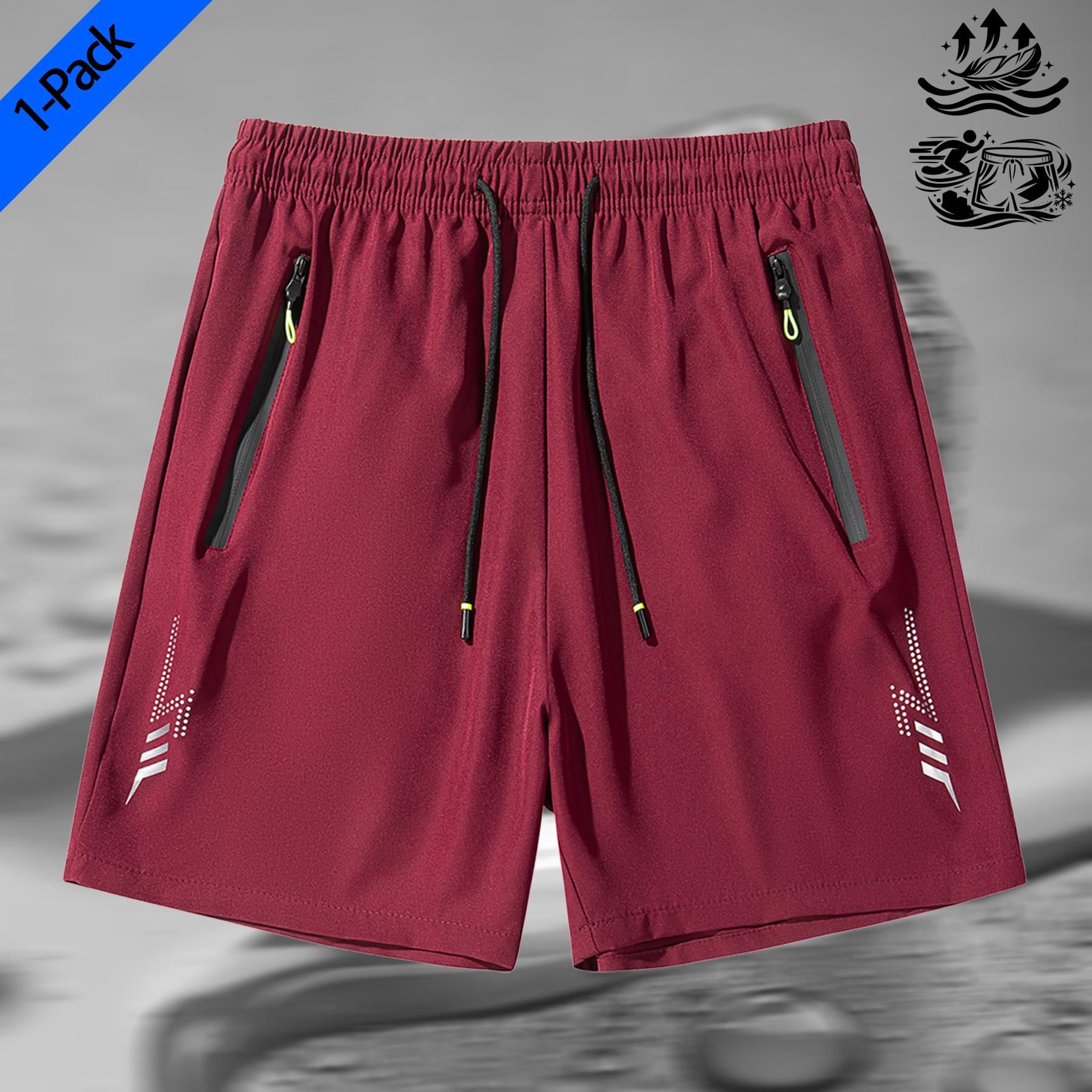 Men's 1 Pack Athletic Running Shorts Quick Dry Moisture Wicking Lightweight Breathable Gym Workout Shorts with Zipper Pockets Stretchy Elastic Waist for Jogging Hiking Outdoor Sports Training Casual Daily Wear Active Performance