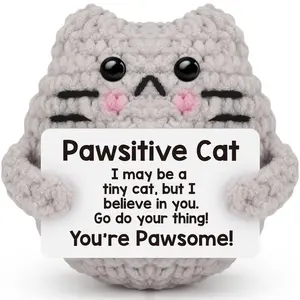 Cute Hand-Knitted Mini Cat Plush Toy - Soft Stuffed Animal for Christmas Presents, Holiday Gifts, Birthday Gifts for Women Men - Emotional Support Plush with Unique Handmade Design, Perfect as Desk Decor, Bag Charm, and Travel Companion