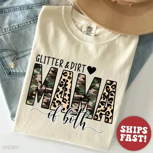 Comfort Colors Glitter And Dirt Mama Of Both Shirt, Mothers Day Shirt, Cute Mom Shirt, Girl and Boy Mama Shirt, Unique Mom Gift, Mommy Tee - TrendWear USA