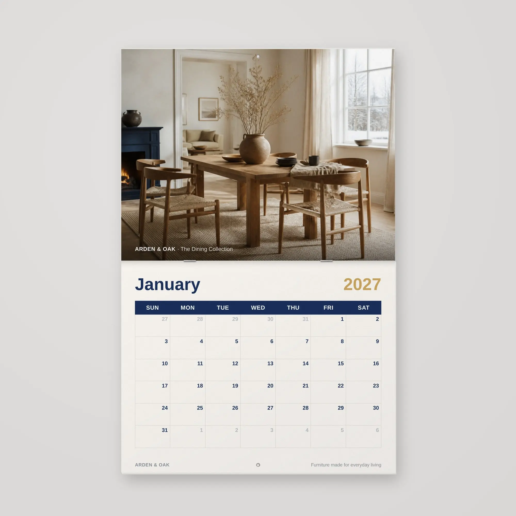 Custom 11x8.5 Calendar Printing | Saddle Stitched with Hang Hole