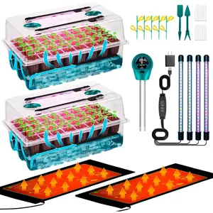 Self-Watering Seed Starter Tray with Grow Light and Heat Mat, 80-Cell  Starter Trays Seed Starter Kit, Seed Starter Tray for Seed Starting,  Germination & Seedling Growing, 2 Pack