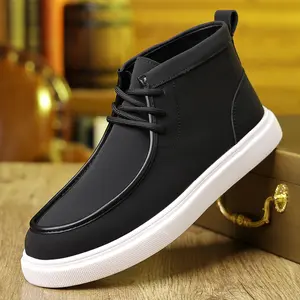 DINAOR Men's Lace-up High-top Casual Short Boots Classic Versatile Everyday Boots