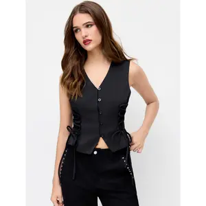 Cider V-neck Lace Up Blazer Vest