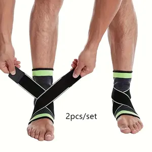 2pcs Adjustable Ankle Supports - Durable Polyester, High Stretch Compression Sleeves for Men & Women, Ideal for Sports, Weightlifting, Hiking, Sports Safety Gear | Adjustable Ankle Support | Stretchable Fabric Knee