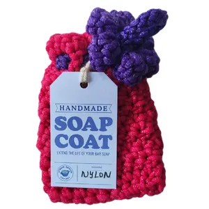 Flower Power Soap Coat • Pink & Purple • Reusable Loofah Pouch