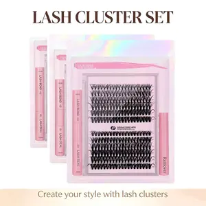 Lash Clusters 240pcs 3D Thick Lash Clusters kit 30D+40D Lashes,Eyelash Clusters with lash bond+sealer+remover+tweezers,Lashes Clusters Eyelash Extensions,Eyelashes,Lash Extension Kit