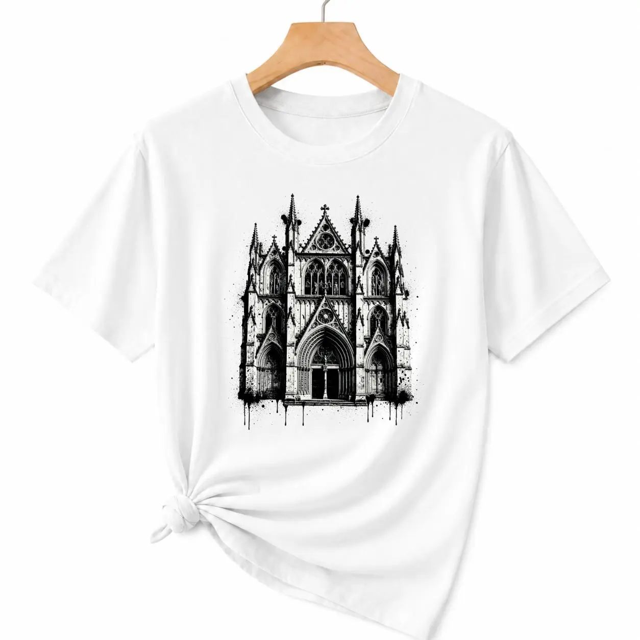 CARPESUN Gothic Style T Shirt Black Cathedral Print Soft Breathable Cotton Unisex Casual Wear Gift Recommendation