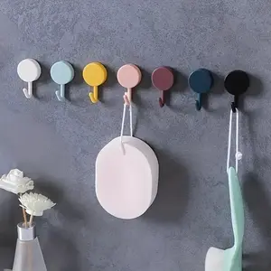 10pcs Mixed Color Macaron Colored Hooks, No Need To Punch Holes, Strong Adhesive Hooks Without Traces, Creative Home Bathroom And Kitchen Wall Sticker Hooks.