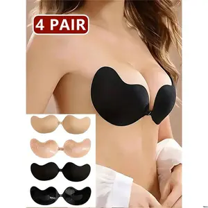 Lift Women Petals Bust Silicone Adhesive ) 2 ( 4 Pairs Beige + 2 Black Invisible Strapless Bras For Enhance Cleavage Suitable Dresses Gowns Lingerie