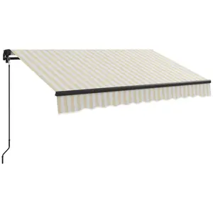 Outsunny 8' x 6.5' Retractable Awning, Patio Awning Sunshade Shelter with Manual Crank Handle, 280gsm UV Resistant Fabric and Aluminum Frame for Deck, Balcony, Yard, Beige