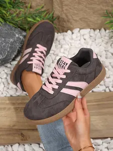 2026 Korean Style Patchwork Sneakers, Breathable Athletic Sneakers, PU Leather Low Top Sporty Shoes, Breathable Rubber Sole, All Seasons Casual Footwear for Women