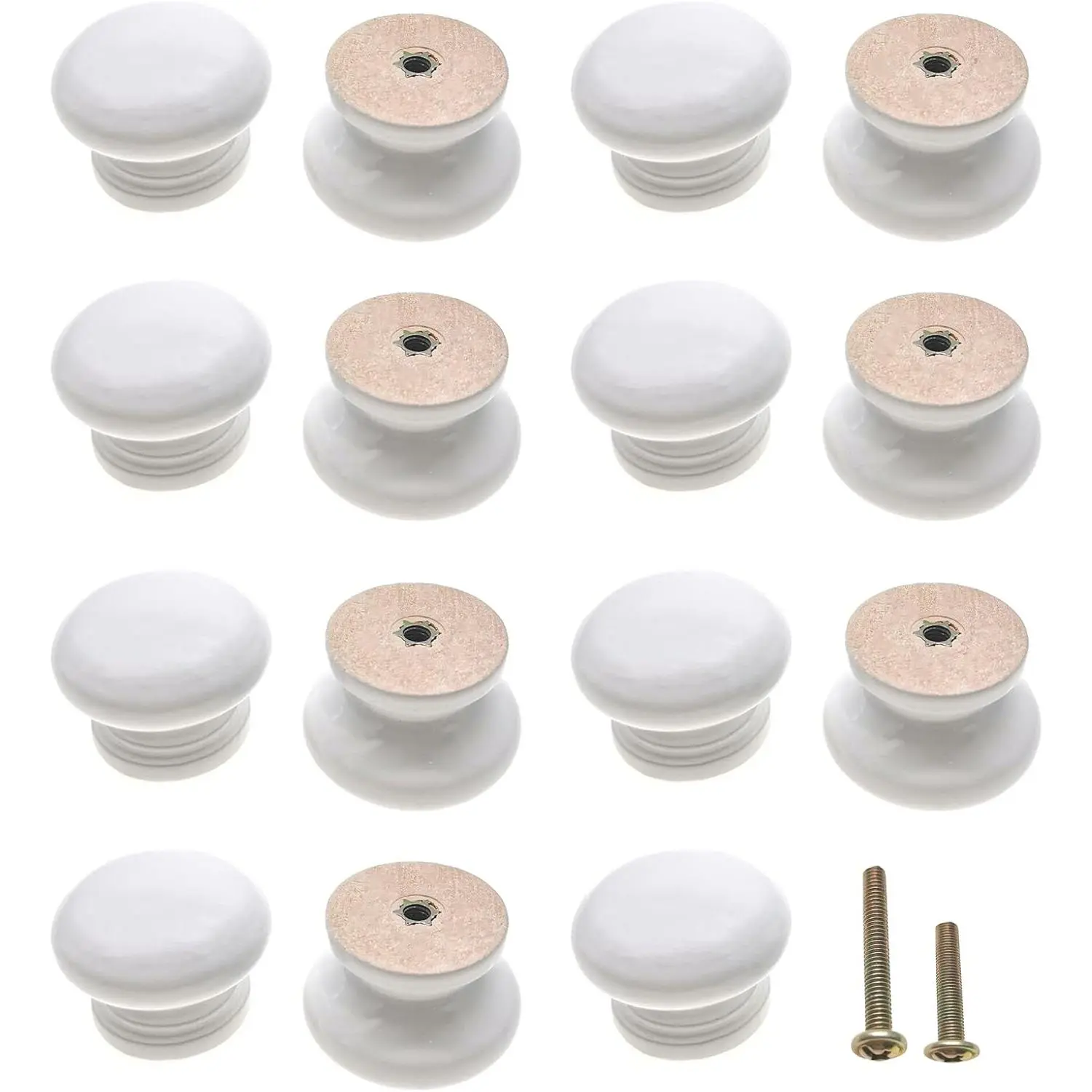 15 count White  Knobs Drawer Knobs  ushroo Shape Wooden Dresser Knobs (Diaeter: 1.34 Inch, Height: 1 Inch)