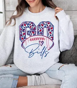 [SALE OFF TO 35%] Go Bills Football Sweatshirt, Vintage Buffalo Football Crewneck, Buffalo Football Fan Gifts, Fabric Fit Retro Apparel