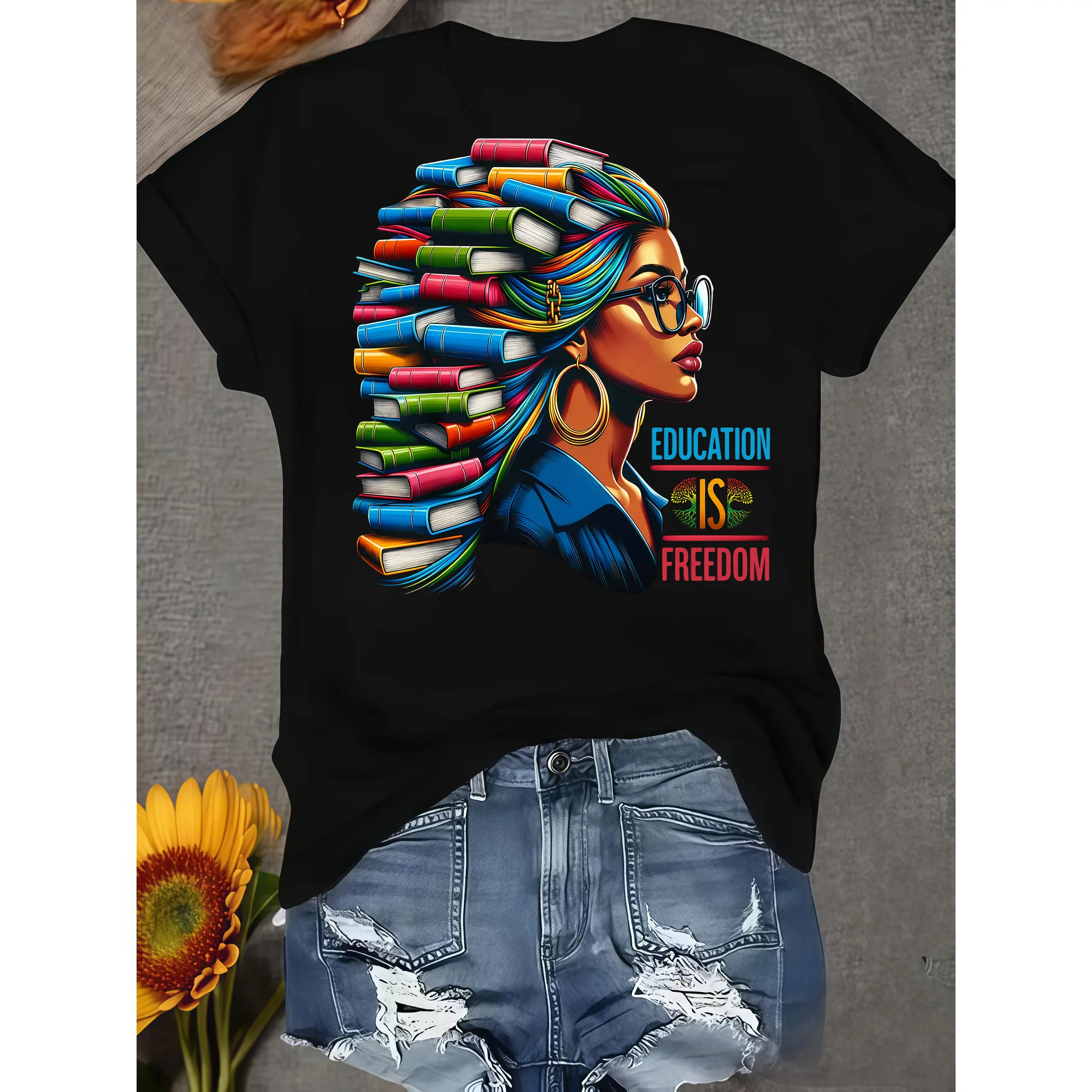 "100% Made in the USA U.S.A., 180 grams of education is free, black teacher books, black history month t-shirt "