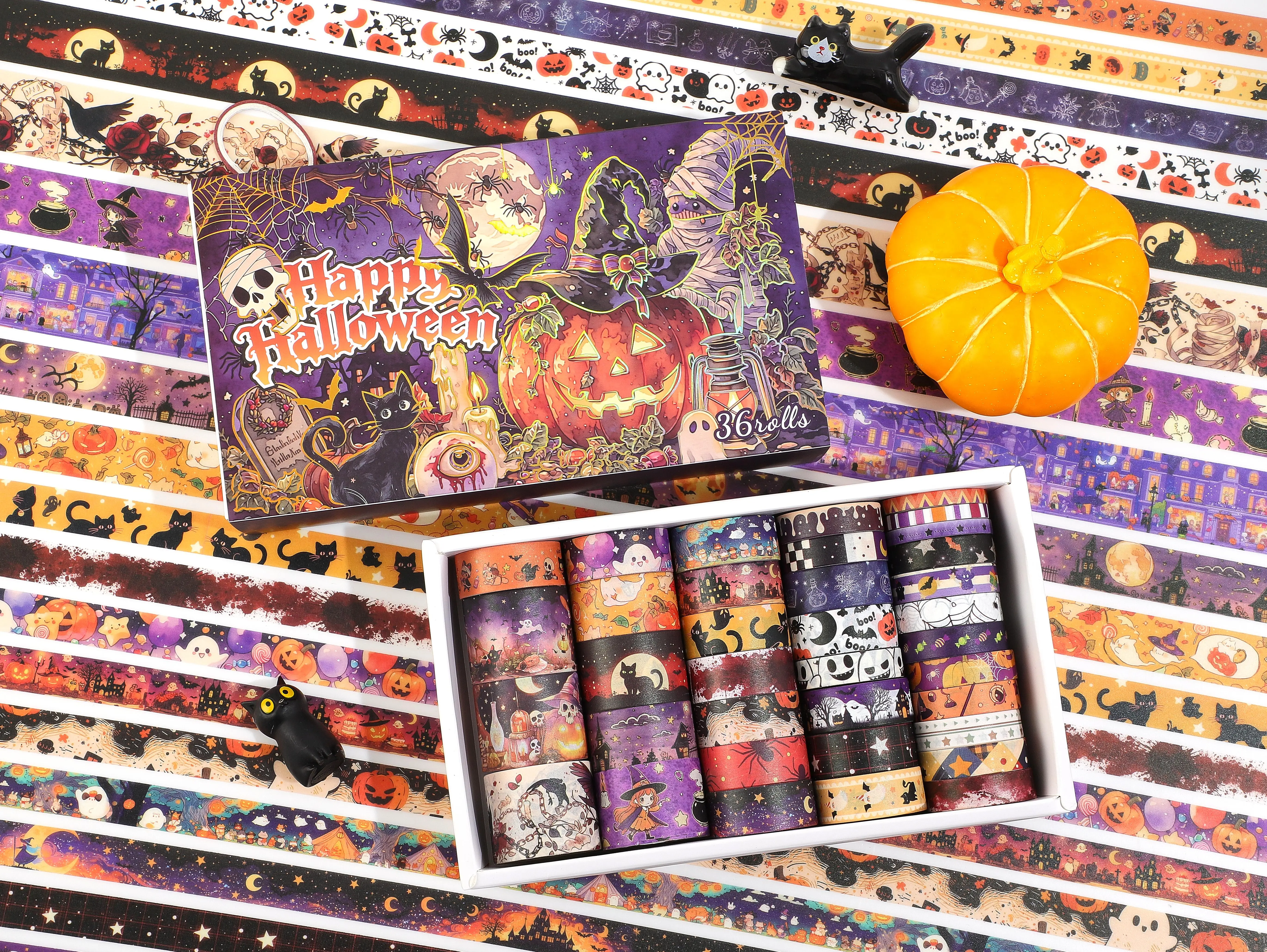 36 Rolls Halloween & Christmas Themed Decorative Washi Tape Scrapbooking Set - Perfect for Creative Enthusiasts' Creative Projects, Notebook Planning, School Notebook Planner DIY Art Craft Stationery