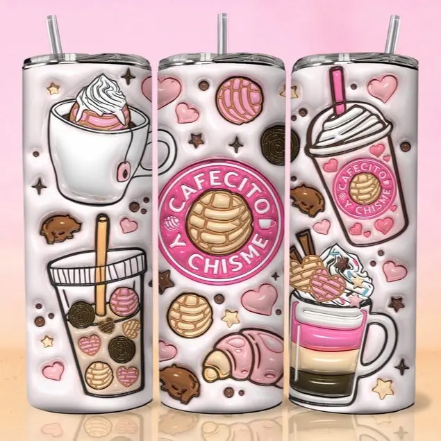 3D Cafecito y chisme 20oz tumbler Drinkware Insulated Stainless