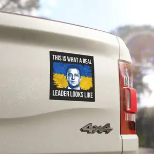 Volodymyr Zelensky Bumper Sticker, Support Ukraine Bumper Sticker, Ukrainian Solidarity, Anti Trump Putin, This Is What A Real Leader Looks Like, Waterproof Vinyl
