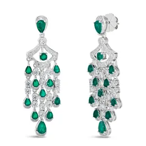 Vintage Inspired Chandelier Earrings in Emerald