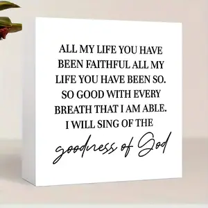 Goodness of God Bible Verse Sign - Inspirational wood Desk Decor for Home Or Office, Christian Religious Gift for Women,  English Text, Home Decor ​Halloween Christmas Decorations