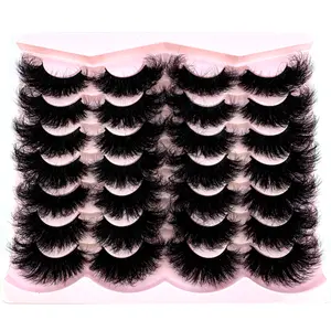 New 14 Pairs 25MM 3D Faux Mink Lashes, Wispy Fluffy Thick Volume Dramatic Cat Eye Long Strip Lashes for Makeup