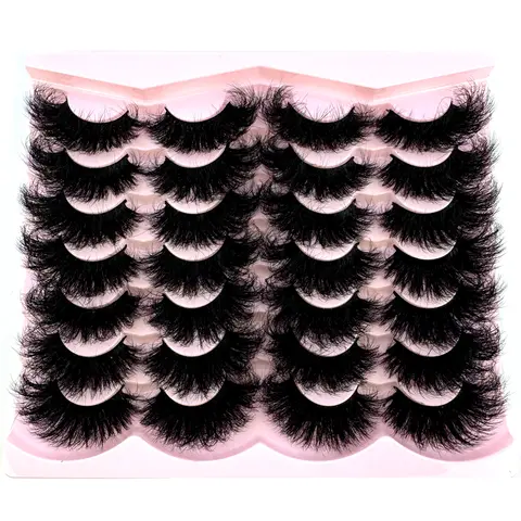 3D Fakemink Cosmetic Lash Strips Bundle - 14 Pairs, 25mm D Curl, Cross-Design, Dense Volume, Exaggerated Doll Makeup False Lashes (Beauty & Personal Care Makeup Product)