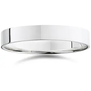 4mm Flat 14K White Gold Comfort Fit Wedding Band Ring