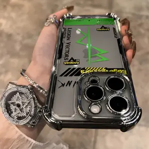 Cyberpunk Style Frame Pattern Phone Case iPhone 17 15 14 13 12 11 Pro Max X XR Xsmax 8 7 Plus Coated Anti-drop Transparent Soft Back Case