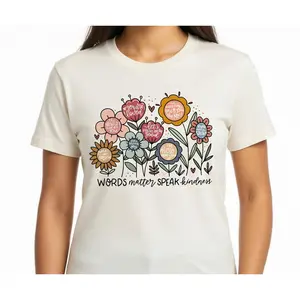 Words Matter Speak Kindness Shirt - Floral Mental Health & Positivity Graphic Tee - Be Kind Therapist Gift Unisex T-Shirt