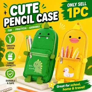 1pc Large Capacity Cute Cartoon Animal Pencil Case - Durable Oxford Cloth, Suitable for Students and Daily Office Supplies