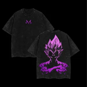 Retro Vintage Limited Lavender Anime Double Printed Washed Tee Unisex Oversize Anime Manga Acid Washed Lightweight Cotton T-Shirt Gift For Anime Fan Lover