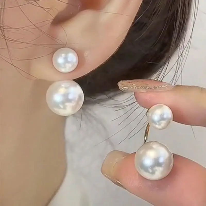 Luxury French Style Pearl Stud Earrings for Women, Elegant Minimalist Jewelry Gift for Her, Perfect for Special Occasions & Daily Wear, High Quality Earrings