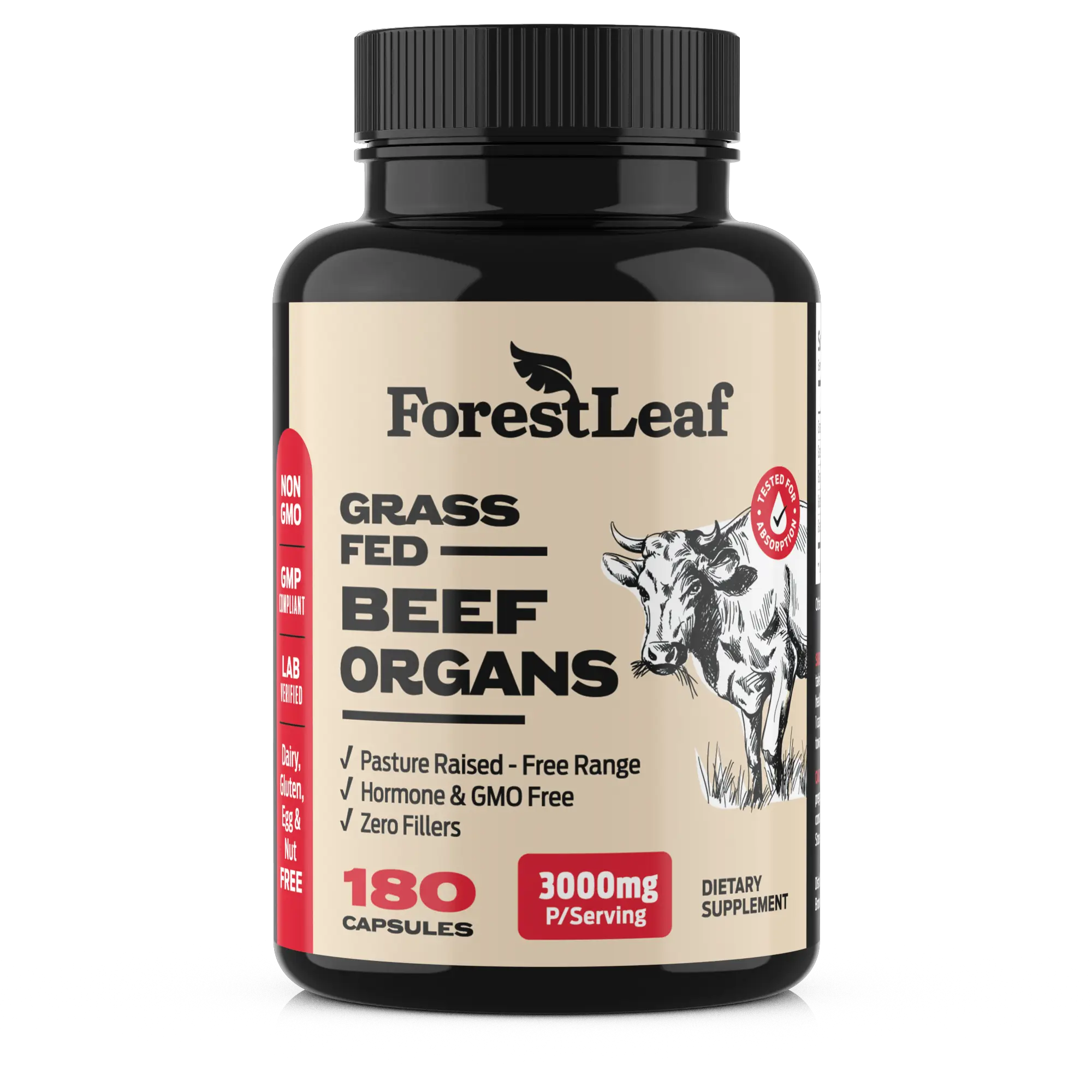 ForestLeaf Beef Organ Supplement - Grass Fed Pasture Raised - Total Body Wellnes...