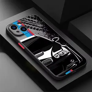 Sports B Power Car M Logo Phone Case for iPhone 17,16,15,14,13,12,11,Pro,Max,Plus Phone Cover Black Soft Edge Cover, Designed to Be Anti-Fall