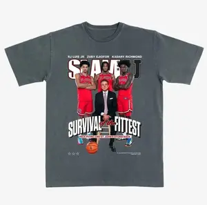 St. John’s Basketball Graphic T-Shirt USA – Survival of the Fittest Slam Shirt for Fans Game Day Men's Tops Casual