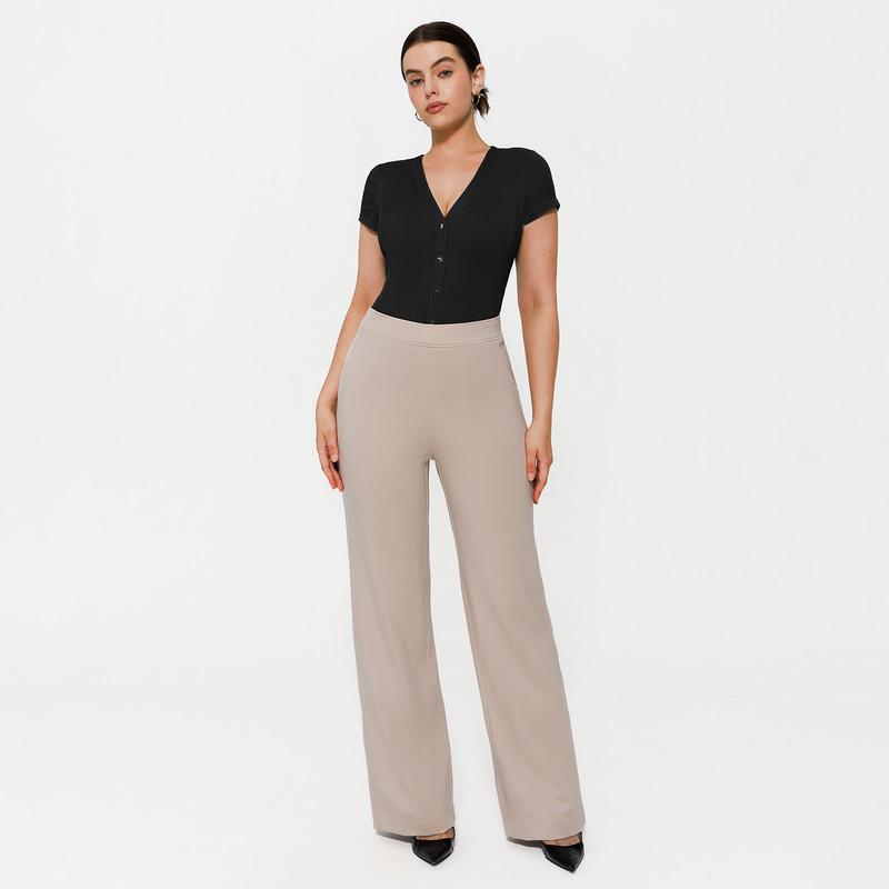 Popilush Shapewear Deep V-Neck Button Front Sculpting Bodysuit Adjustable Bra Elegant Elastic