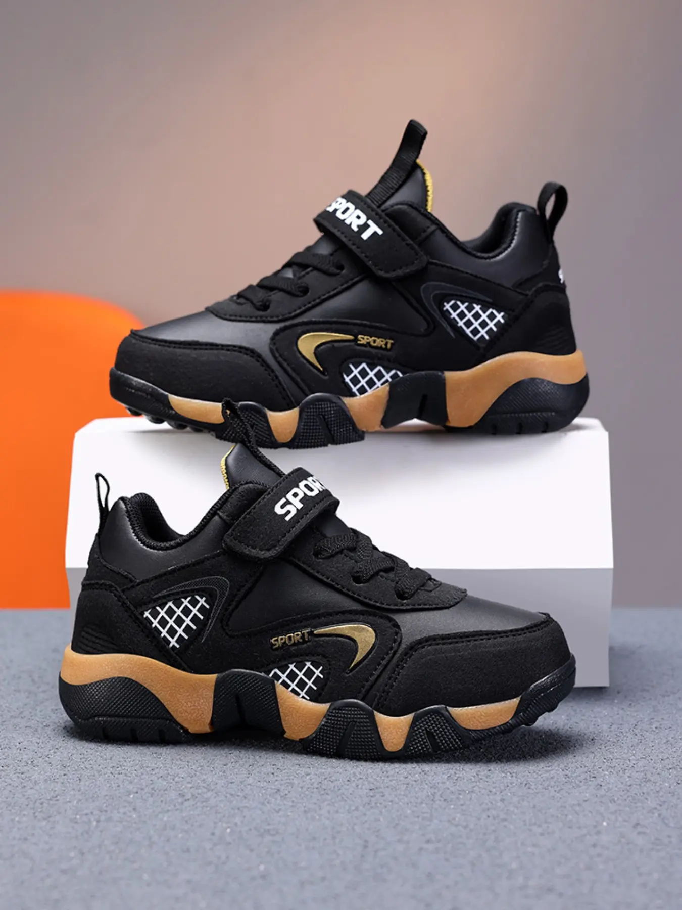 Sporty Running Shoes, Boys' Magic Tape Design Easy Wear, Color Block Sneakers, Suitable for School Activities and Daily Use, All Seasons